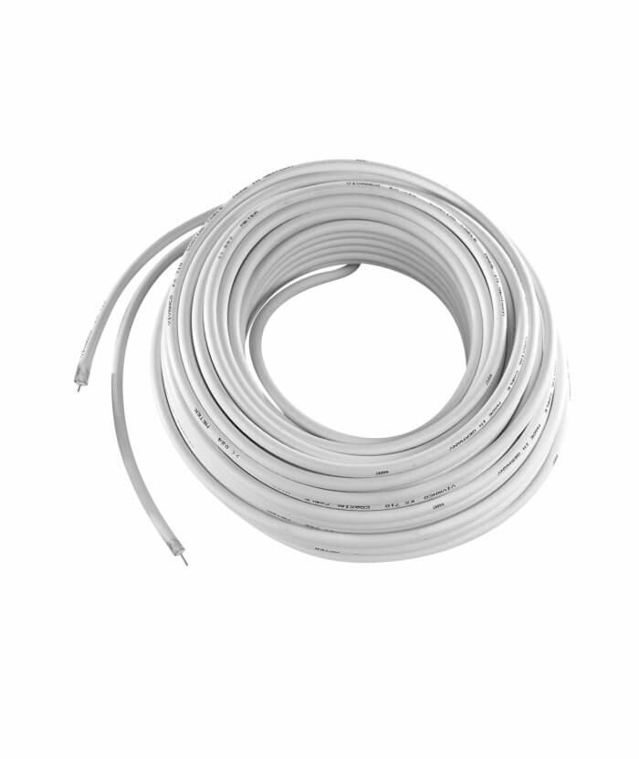 Coax connection 75 ohm, double shielded, white, 100m