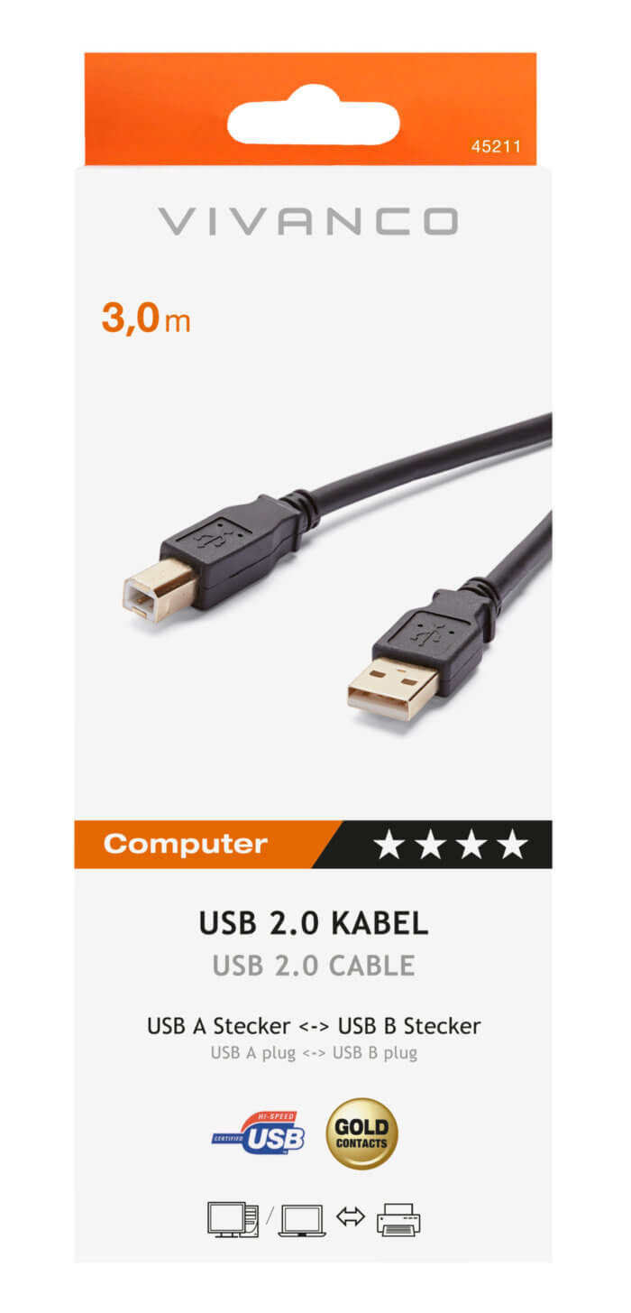 High grade USB 2.0 certified connection cable, 3m - Image 2