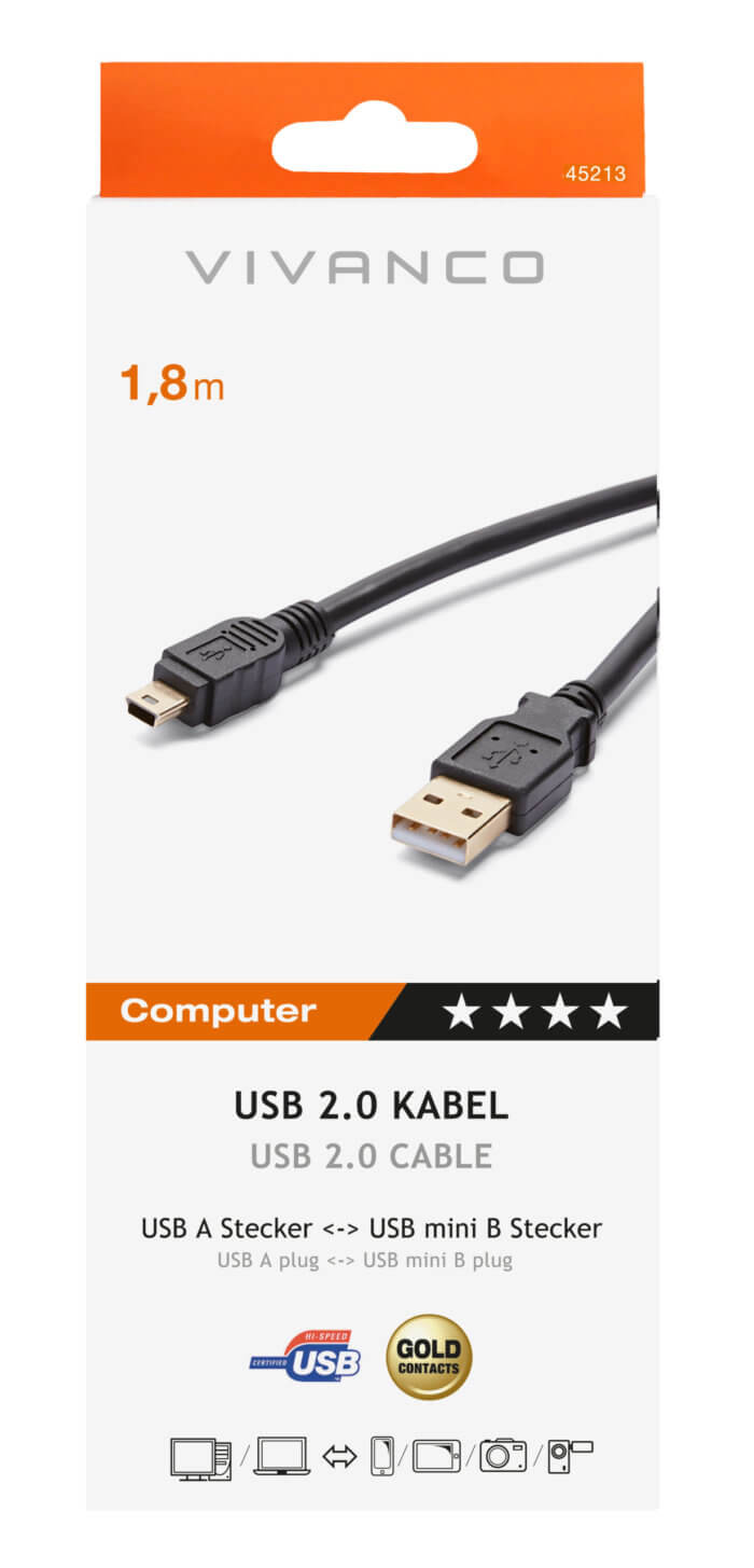 High grade USB 2.0 certified connection cable, 1,8m - Image 2
