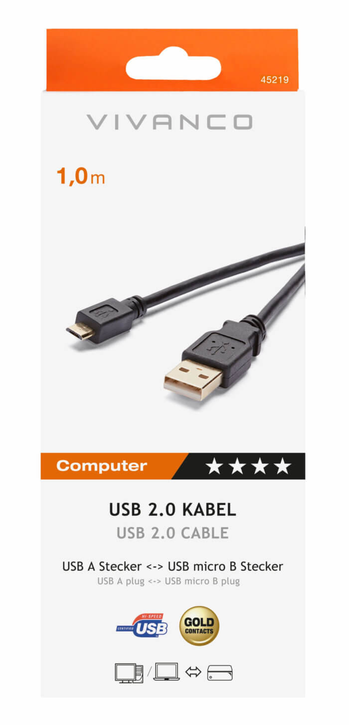 High grade USB 2.0 certified connection cable, 1m - Image 2
