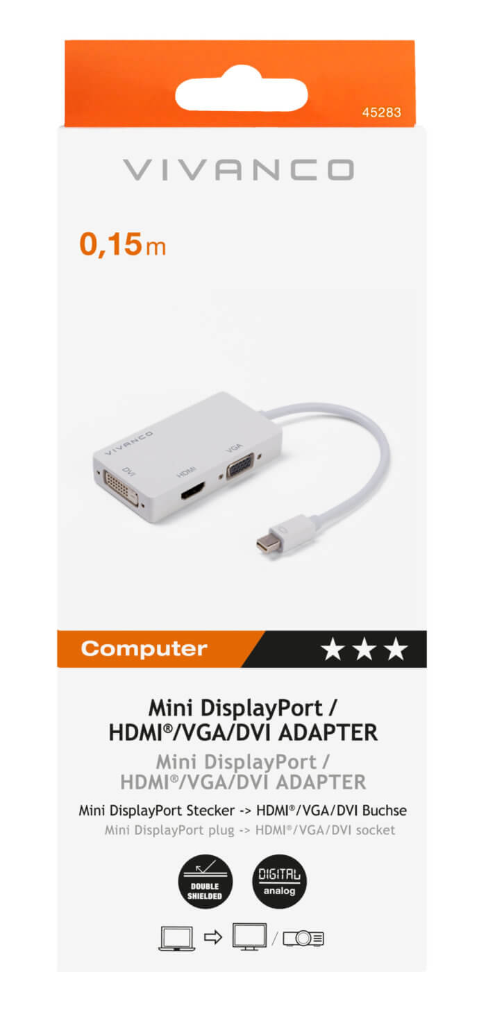 Mini DisplayPort to HDMI / VGA / DVI universal adapter, 0,1m - Image 2