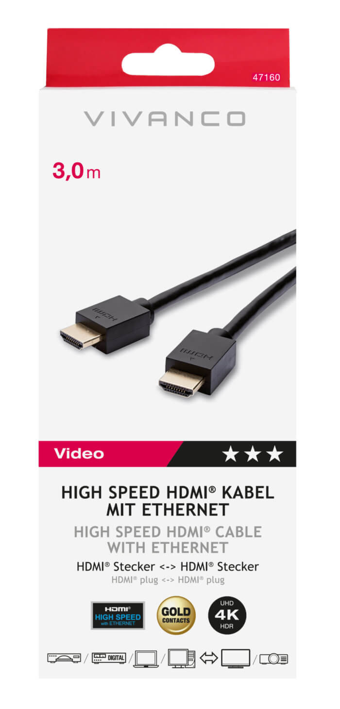 High Speed HDMI® cable with Ethernet, 3m - Image 2
