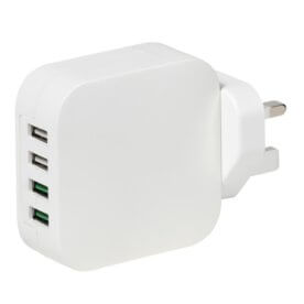 USB Quattro Mains Charger 2.4A, with Smart IC