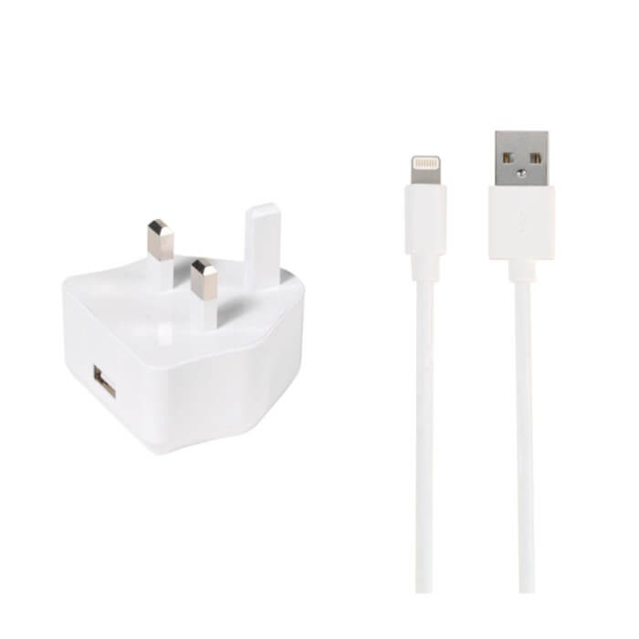 USB Charger kit 2.4A for Apple iPhone and iPad, white, 1.2m