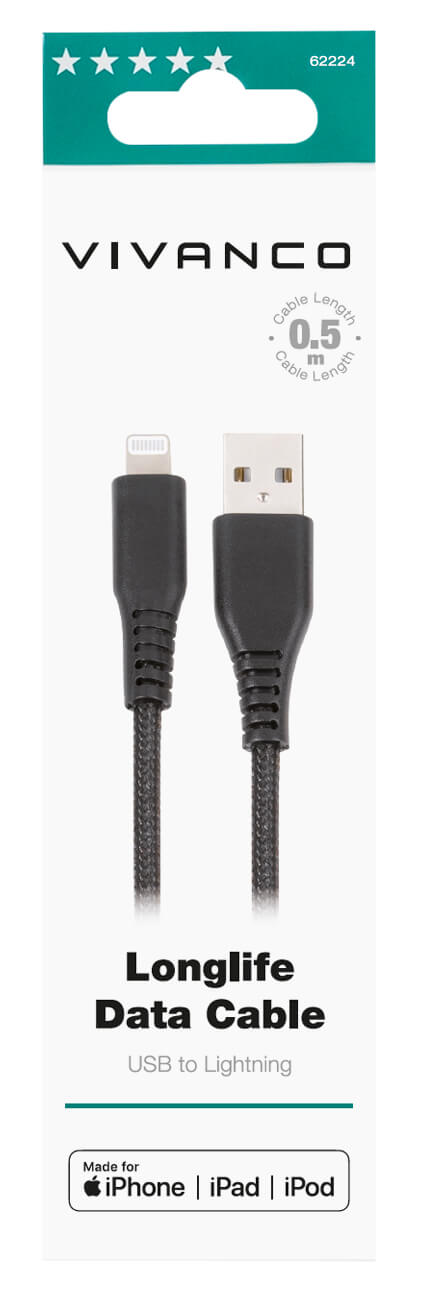LongLife Lightning USB connection, 0,5m