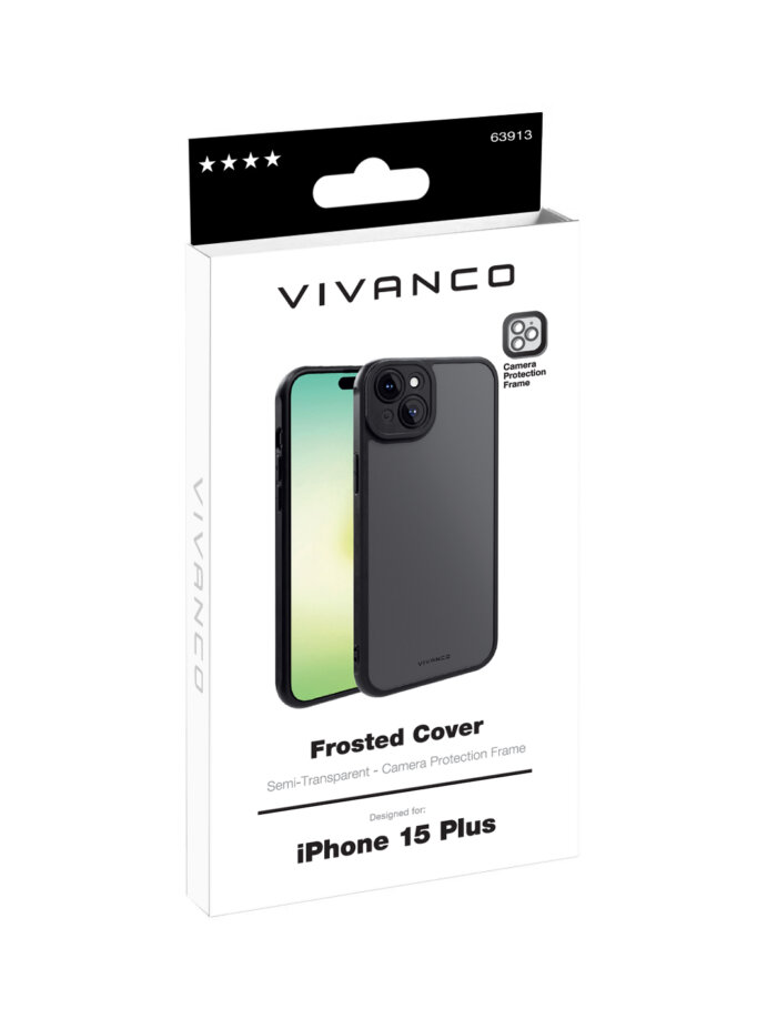 Frosted cover for iPhone 15 plus semi-transparent /black - Image 3