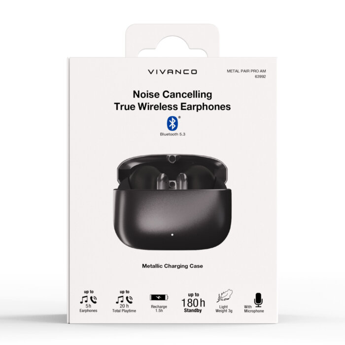 Bluetooth® Metal Pair Pro True Wireless Noise Cancelling Headset, Anthracite - Image 7